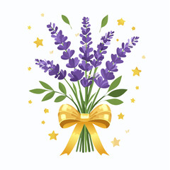 Lavender Bouquet with Golden Ribbon and Star Accents Floral Arrangement