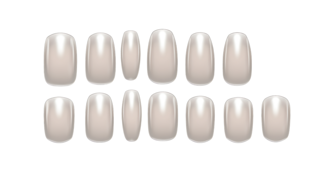 rows of white nails neatly arranged on transparent background