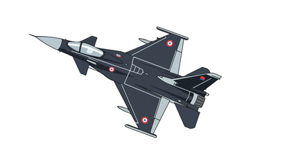 Stylized depiction of a military jet against a plain backdrop, emphasizing vector graphic style and streamlined aviation design for visual appeal