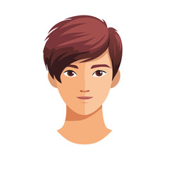 Illustration of an Asian Person with Brown Hair and Brown Eyes, Facing Forward, Showing an Expressive and Realistic Face