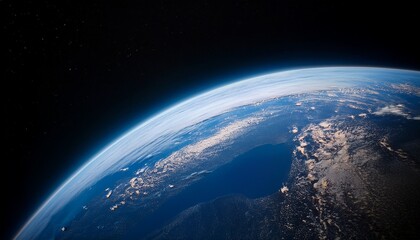 Fototapeta premium earth s curve viewed from space dark background