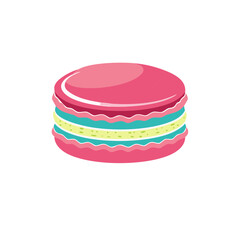 Vibrant and Colorful Macaron Cookie Illustration Sweet Pastry Treat Isolated on White Background Delicious Graphic