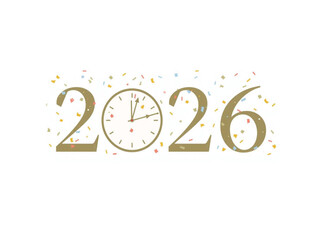 2026 Starburst Typography &ndash; Gold Digits with Sparkles and Festive Background