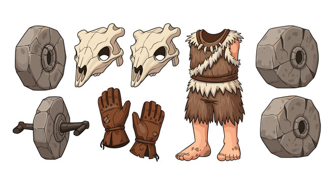 Prehistoric themed elements on a plain white background design