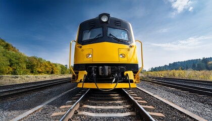 Obraz premium photorealistic image of yellow and black locomotive front view