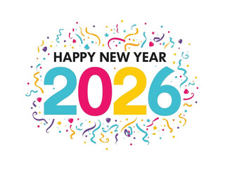 - Happy New Year 2026 Vector – Bold Text with Decorative Elements


