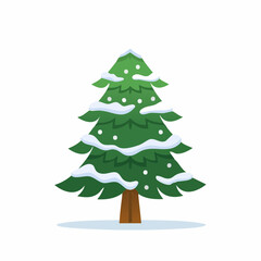 Fototapeta premium Stylized Christmas Tree with Snow Accents and Simple Design Elements