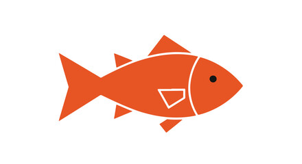Stylized orange fish icon with outlined fins and a simplistic design conveying aquatic life and marine themes beautifully, showcasing a simple