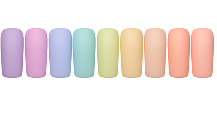 colorful gradient cylinders aligned horizontally on transparent background