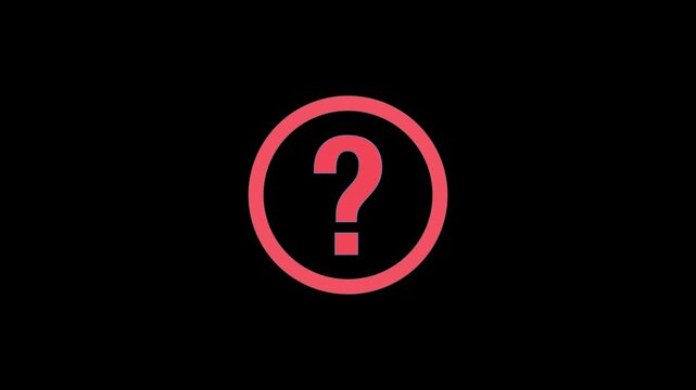 A 3D question mark button animation on a Black background is a visual symbol for asking, providing help, or finding a solution to a problem