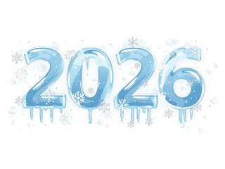 Frozen 2026 Typography – Icy Blue Digits with Frost Effect