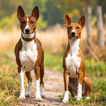 Two Basenjis in autumnal setting