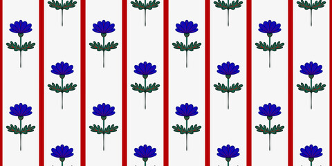 Unique retro folk seamless pattern with colorful flowers and stripes