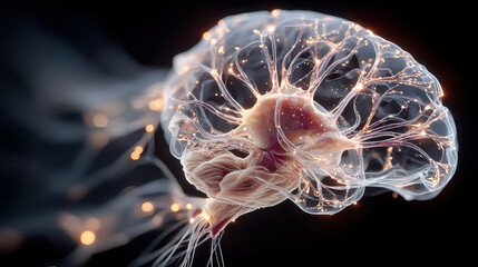 Neural network artificial intelligence digital brain glowing neuron sci fi