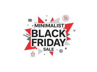 Minimalist Black Friday sale badge with red starburst on white background