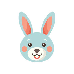 Obraz premium Adorable Smiling Light Blue Bunny Face Cartoon Vector Illustration