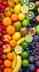 Photorealistic Rainbow Fruit Texture – Fresh Juicy Fruits for Kitchen Decor, Food Blog, Advertising, Packaging, Menu Design, Smoothie and Juice Promotion, Organic, Juicing, Detox, Wellness Concept