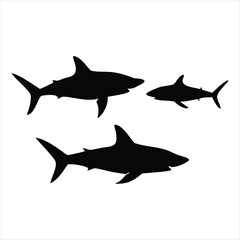 Fototapeta premium Shark Silhouette Vector Illustration – Marine Predator Icons
