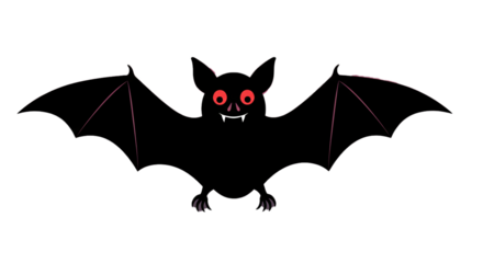Illustration of a spooky bat with red eyes for halloween themed designs and decorations vector art on transparent background