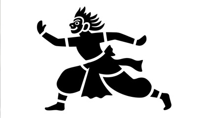 silhouette of a wayang puppet-inspired character in a running dynamic pose