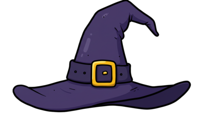 Halloween costume witch hat wizard hat pointy hat purple hat accessory magic hat cartoon hat illustration on transparent background