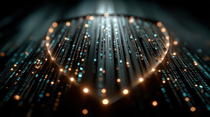 Cyber security data protection digital shield binary code glowing lines evoke trust