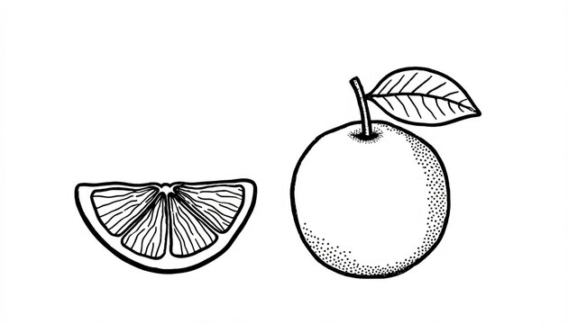 Orange Fruit Line Art