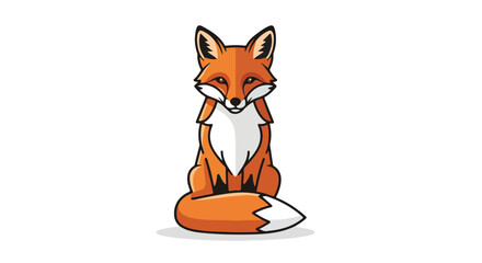 Stylized Fox Sitting Upright on a White Background with Bold Outlines and Bright Orange Fur Depicting Cartoonish Style