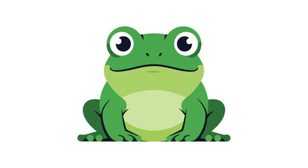 Obraz premium A cute vector illustration of a green frog with big eyes and a simple design sitting serenely on a white backdrop