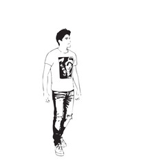 A Handsome Man Silhouette Black and White Vector Image Illustration for Modern Art and Digital Design