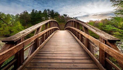 Fototapeta premium rustic wooden arched bridge
