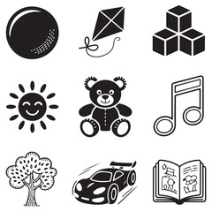 Obraz premium Children's Toys and Play Icons Set entertainment