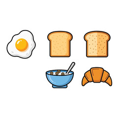 Four different types of coffee drinks and a coffee maker, presented in a flat design.