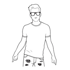 A Handsome Man Silhouette Black and White Vector Image Illustration for Modern Art and Digital Design