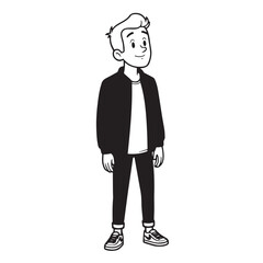 A Handsome Man Silhouette Black and White Vector Image Illustration for Modern Art and Digital Design