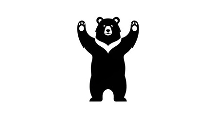 Obraz premium Strong Black Bear Standing Silhouette Vector Logo