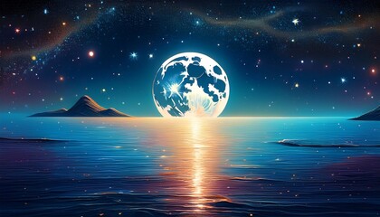 Fototapeta premium moon above the sea in a starry night