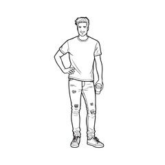 A Handsome Man Silhouette Black and White Vector Image Illustration for Modern Art and Digital Design