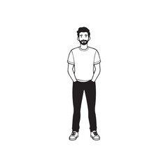 Obraz premium A Handsome Man Silhouette Black and White Vector Image Illustration for Modern Art and Digital Design