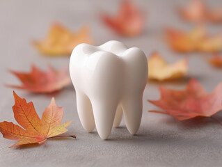 Tooth Model with Autumn Leaves - Thanksgiving