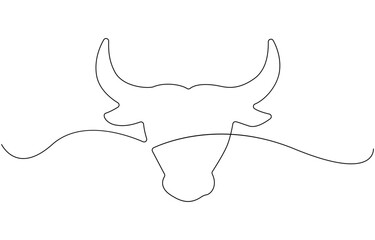 Bull animal continuous one line drawing.