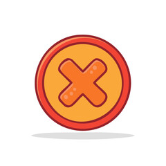 Obraz premium Cartoon Red Cross Mark Inside Yellow Circle Icon