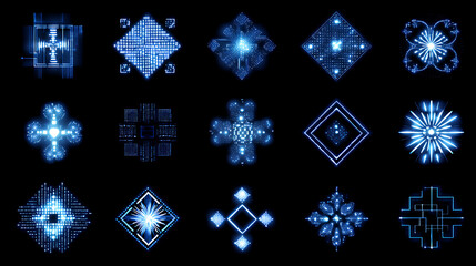 AI generate icons set. AI sparkle stars with square icon. Artificial intelligence technology and Machine learning concept. Generate symbol for application and web. Stock Illustration