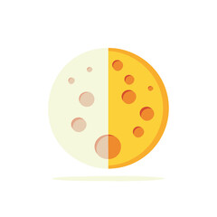 Fototapeta premium Dual Tone Half and Half Moon Illustration with Shadow, Celestial Body