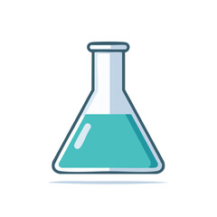 Scientific Erlenmeyer Flask with Teal Liquid Illustration for Chemistry Research