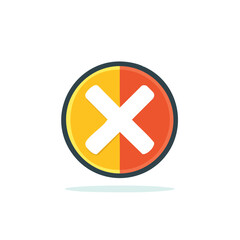 Obraz premium Warning Sign Illustration of Error Alert Cross Icon on Orange Yellow Circle Shape