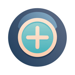 Fototapeta premium Vivid plus sign button adding symbol indicating increase with a shiny gloss and soft color palette, designed for UI and websites