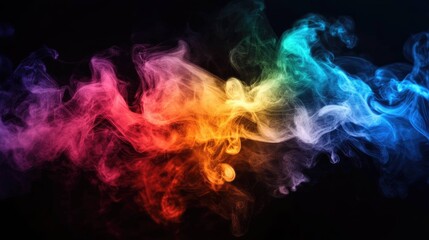 Fototapeta premium colorful smoke on a black background, a rainbow of colors in the smoke, multicolored smoke, swirling smoke, color clouds, color fog, smoke effects, smoke effects, colorful clouds, smoke, color clouds