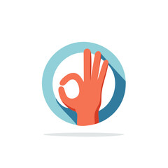 Obraz premium Symbol of agreement with a hand forming an Ok sign inside a blue circle