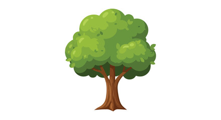 Vibrant cartoon illustration of a lush green tree with a sturdy brown trunk and broad leafy canopy symbolizing nature and environmental freshness